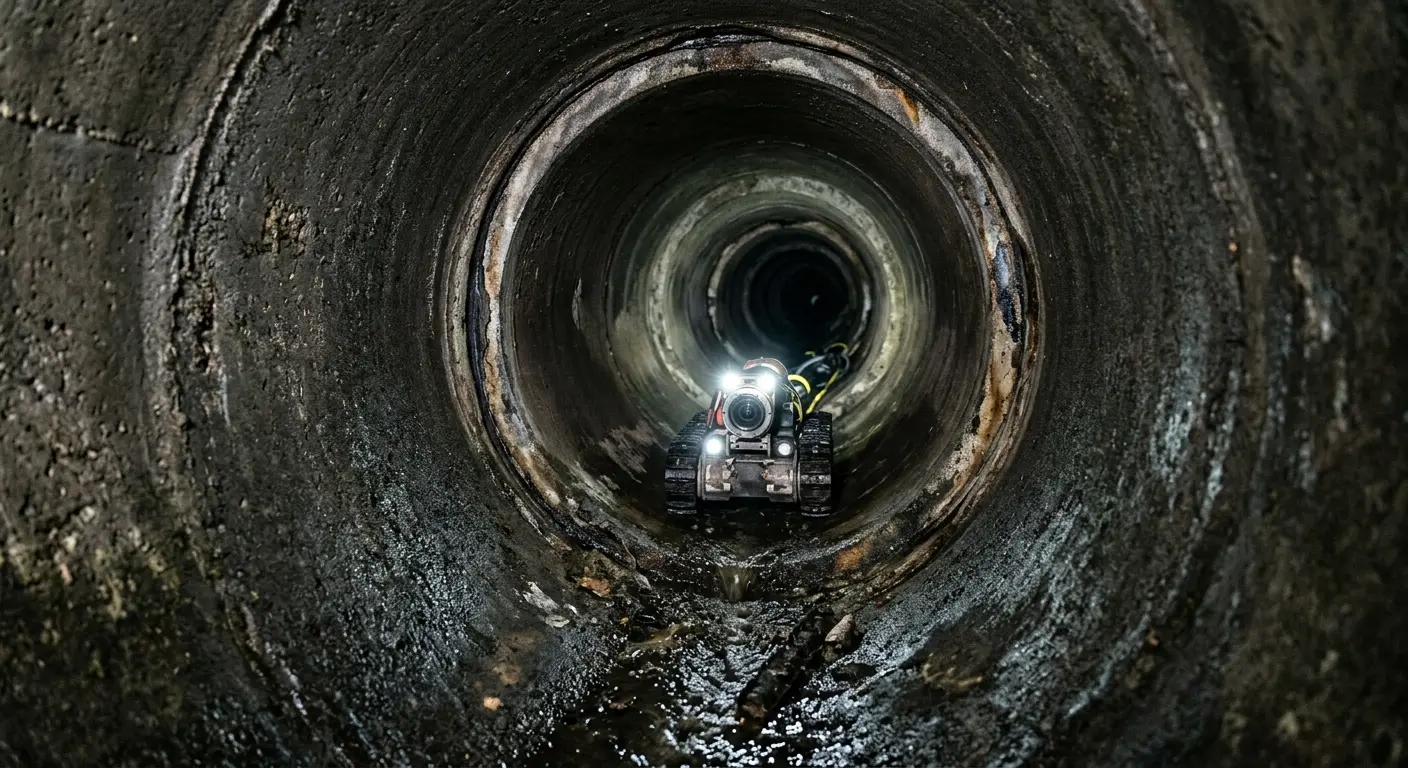 Robotic sewer camera inspecting pipe interior for Sewer Line Repair in Robinson